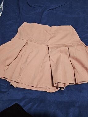 Chocolate Blush Pink Pleated Skater Skirt